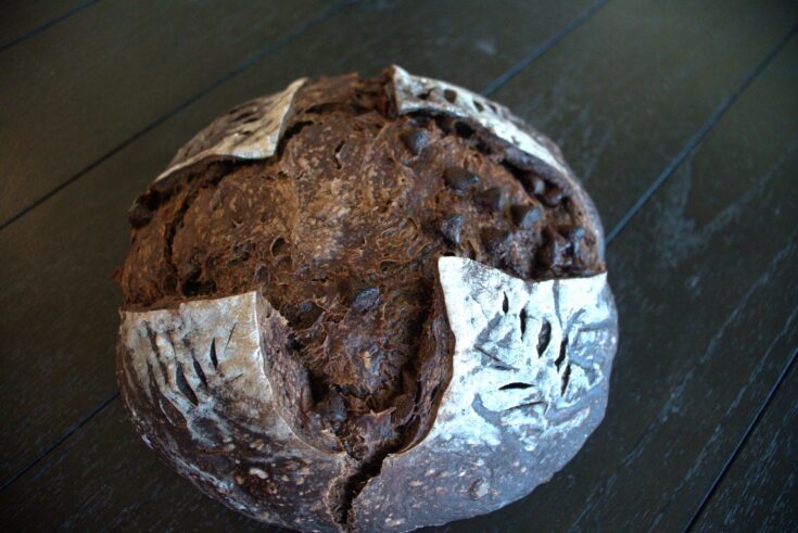 sourdough double chocolate boule.