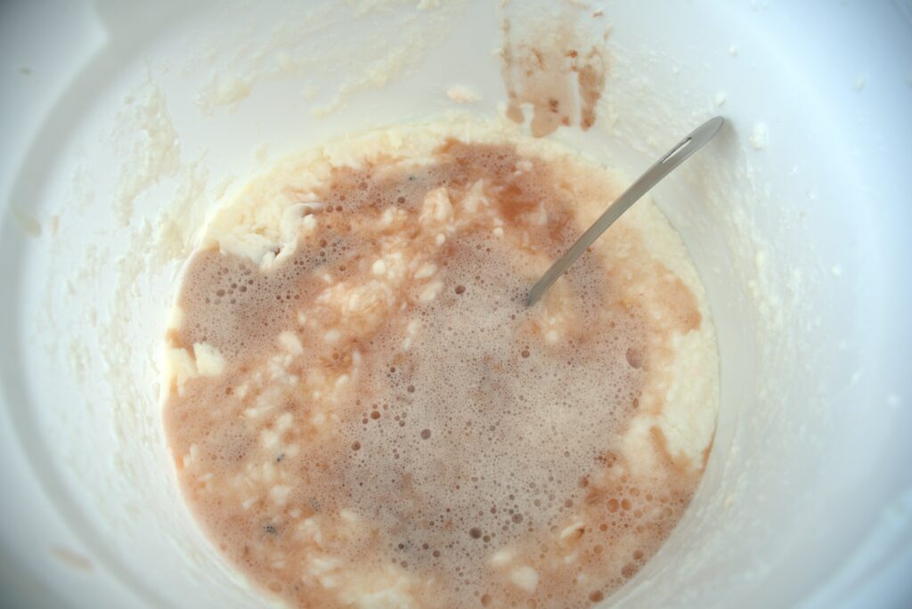 Homemade laundry detergent in a five gallon bucket.